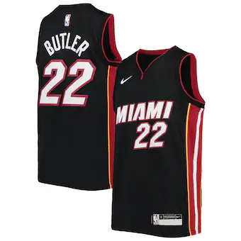 youth nike jimmy butler black miami heat swingman jersey ic-528